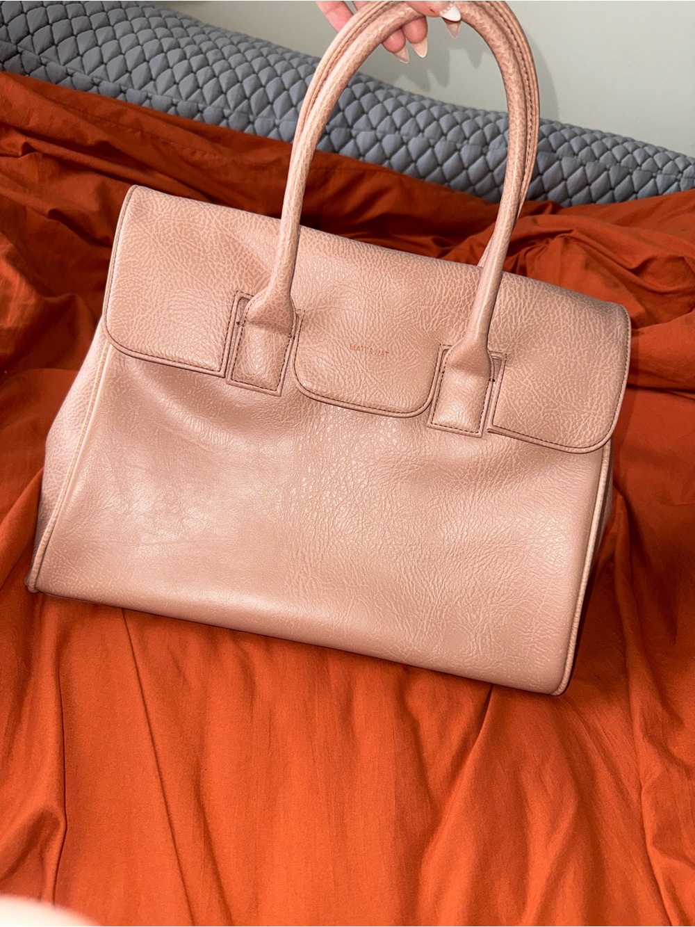 Matt & Nat Pebbled Top-Handle Satchel in Blush Pink